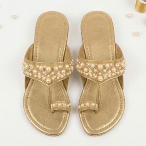 Pearl Studded Flat Chappal